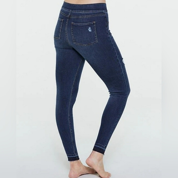 SPANX Distressed Denim High Rise Elastic Waist Jeggings, Size M - Picture 5 of 9